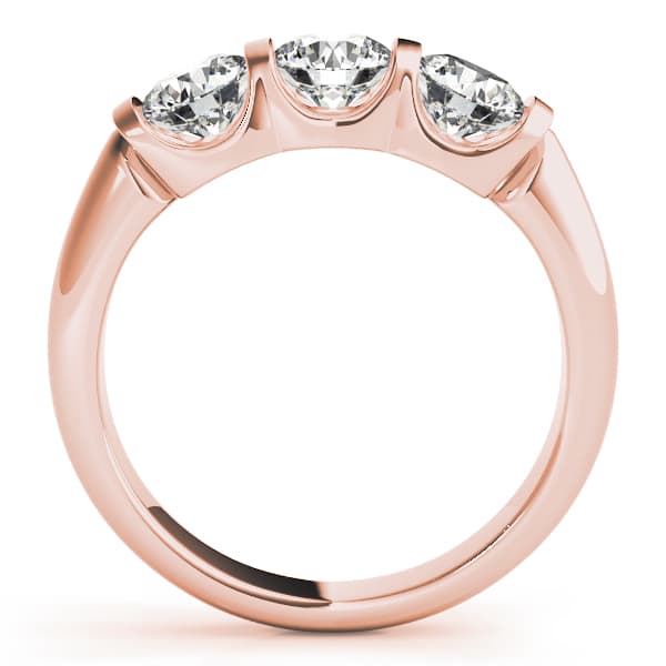 3-Stone U-Prong Engagement Ring, style 83726, Side view in rose gold