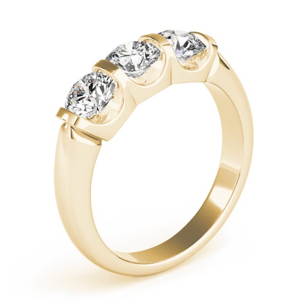 3-Stone U-Prong Engagement Ring, style 83726, Top view in yellow gold