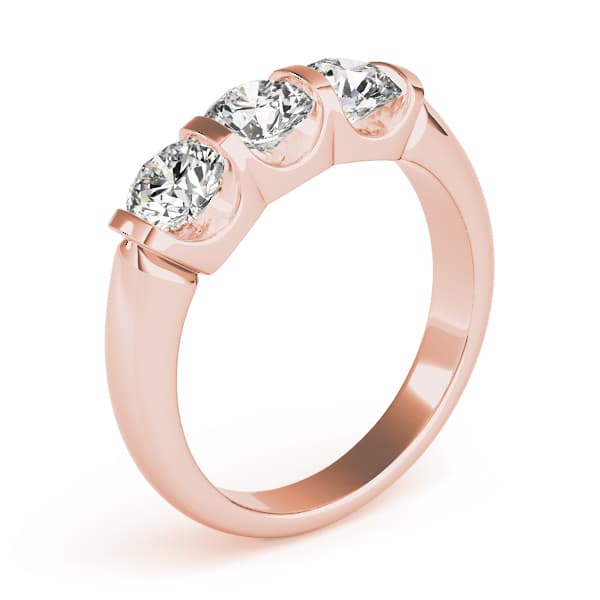 3-Stone U-Prong Engagement Ring, style 83726, Top view in rose gold