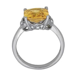 Princess & Cushion Gemstone Ring (0.16 ct. tw.), Side view in white gold or platinum
