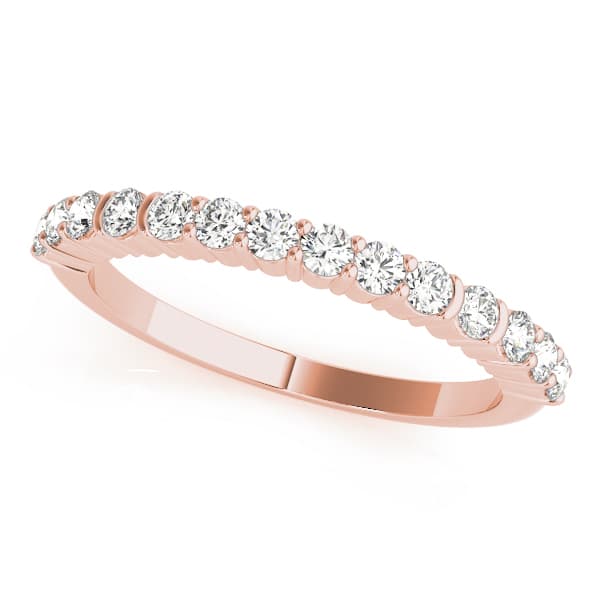 Single Row Prong Set Wedding Ring (0.42 ct. tw.), Front view in rose gold