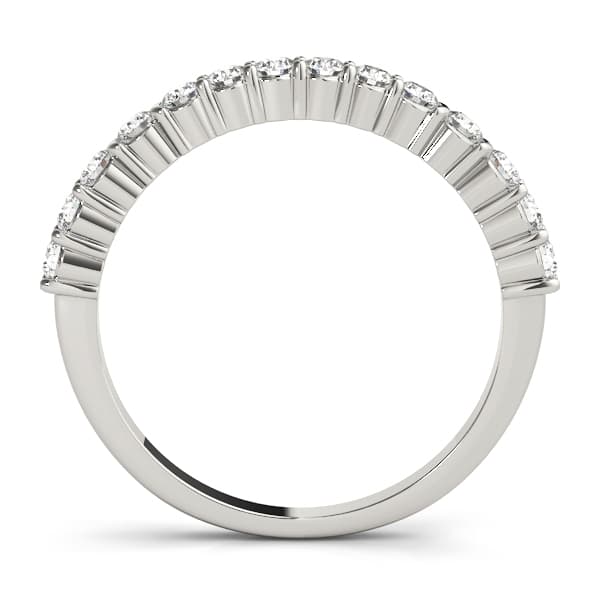 Single Row Prong Set Wedding Ring (0.42 ct. tw.), Side view in white gold or platinum