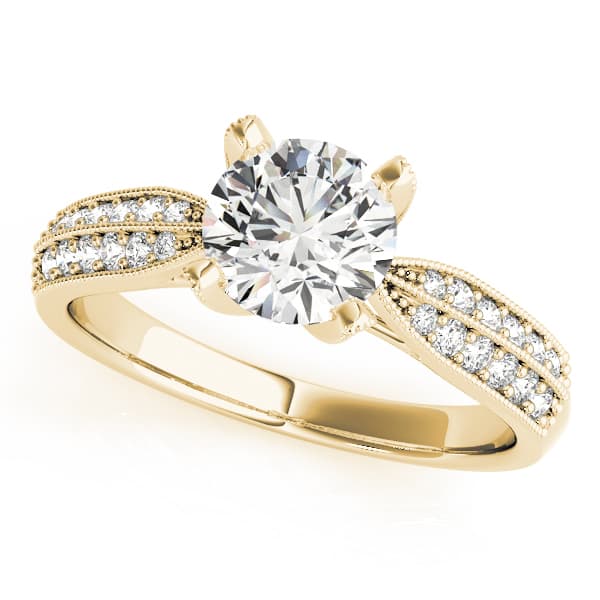 Pavé Engagement Ring, style 83735, Front view in yellow gold