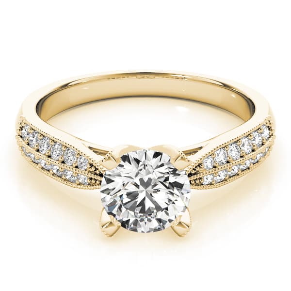 Pavé Engagement Ring, style 83735, On hand view in yellow gold