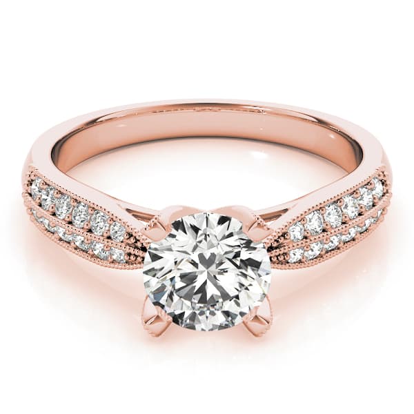 Pavé Engagement Ring, style 83735, On hand view in rose gold