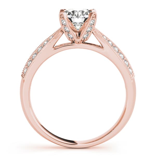 Pavé Engagement Ring, style 83735, Side view in rose gold