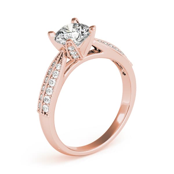 Pavé Engagement Ring, style 83735, Top view in rose gold