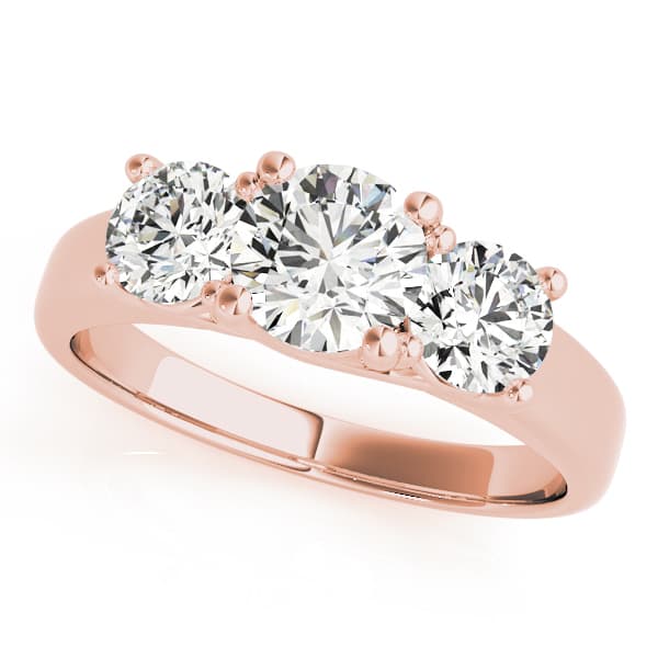 3-Stone Prong Set Trellis Engagement Ring, style 83739, Front view in rose gold