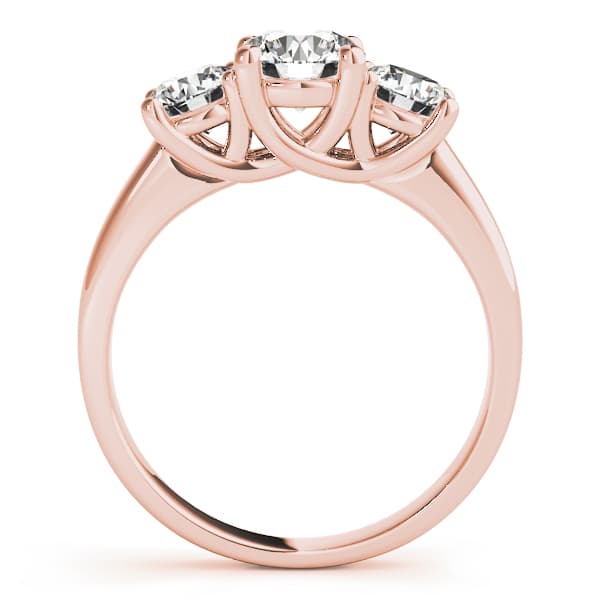 3-Stone Prong Set Trellis Engagement Ring, style 83739, Side view in rose gold