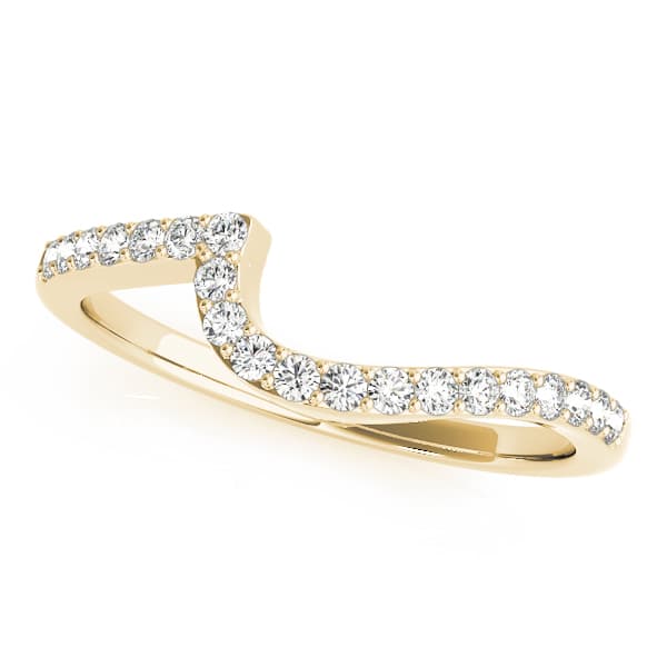 Prong Set Curved Wedding Band (0.2 ct. tw.), Front view in yellow gold