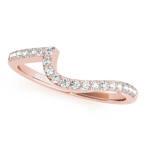 Prong Set Curved Wedding Band (0.2 ct. tw.), Front view in rose gold