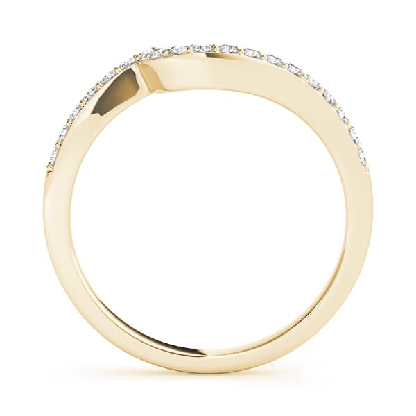 Prong Set Curved Wedding Band (0.2 ct. tw.), Side view in yellow gold