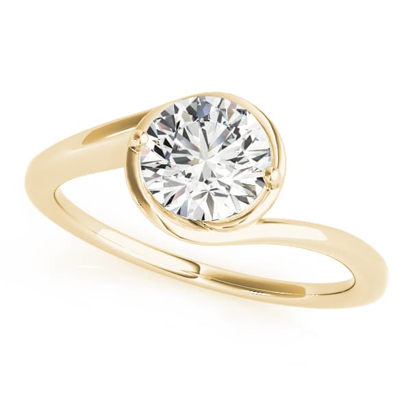 Solitaire Bypass Engagement Ring, style 83748, Front view in yellow gold