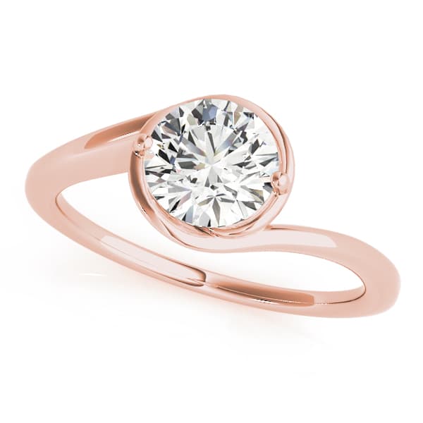 Solitaire Bypass Engagement Ring, style 83748, Front view in rose gold