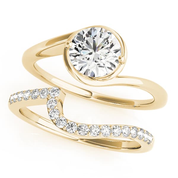 Solitaire Bypass Engagement Ring, style 83748, On hand view in yellow gold