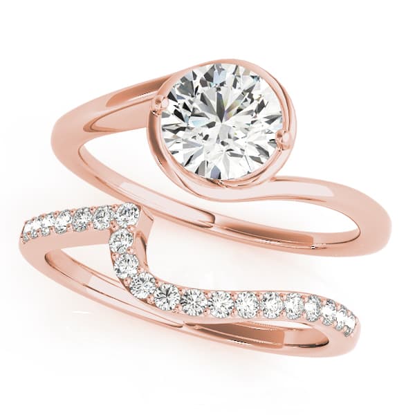 Solitaire Bypass Engagement Ring, style 83748, On hand view in rose gold