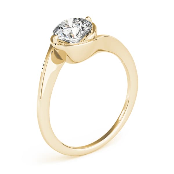 Solitaire Bypass Engagement Ring, style 83748, Top view in yellow gold