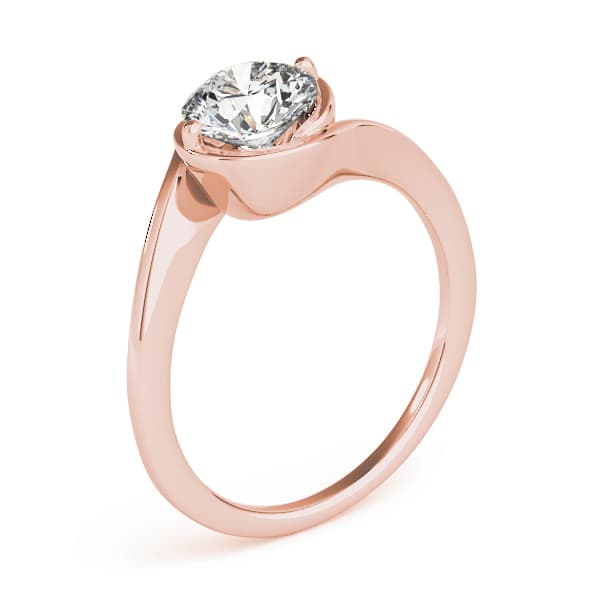 Solitaire Bypass Engagement Ring, style 83748, Top view in rose gold
