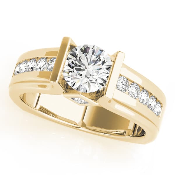 Single Row Channel Set Engagement Ring, style 83749, Front view in yellow gold