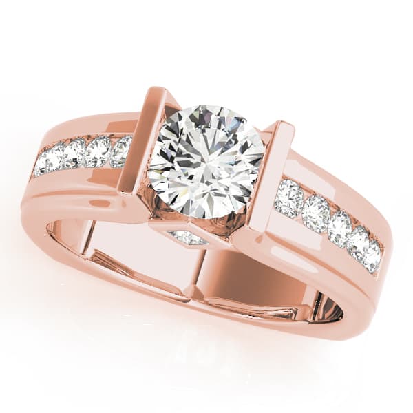 Single Row Channel Set Engagement Ring, style 83749, Front view in rose gold