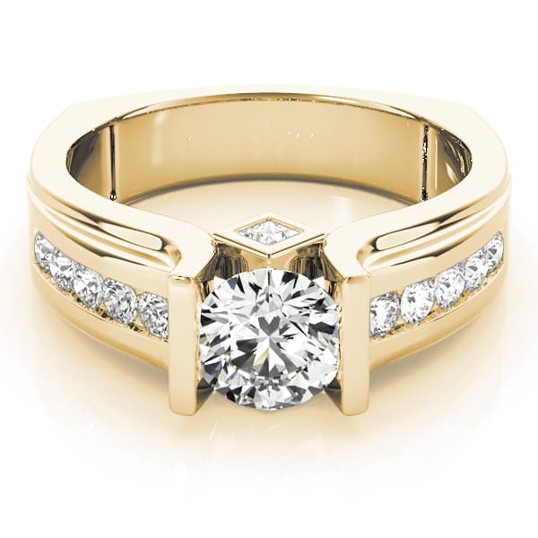 Single Row Channel Set Engagement Ring, style 83749, On hand view in yellow gold
