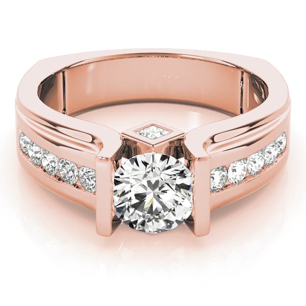 Single Row Channel Set Engagement Ring, style 83749, On hand view in rose gold