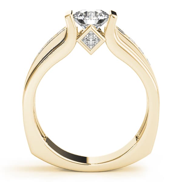 Single Row Channel Set Engagement Ring, style 83749, Side view in yellow gold