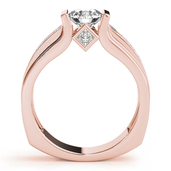 Single Row Channel Set Engagement Ring, style 83749, Side view in rose gold
