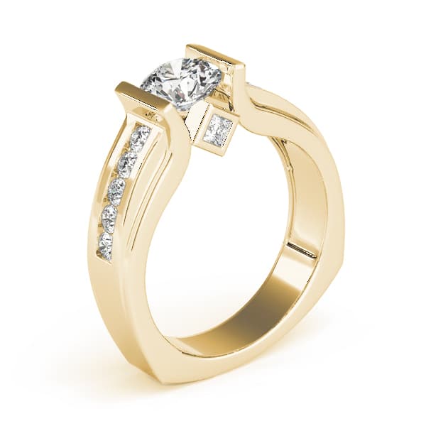 Single Row Channel Set Engagement Ring, style 83749, Top view in yellow gold