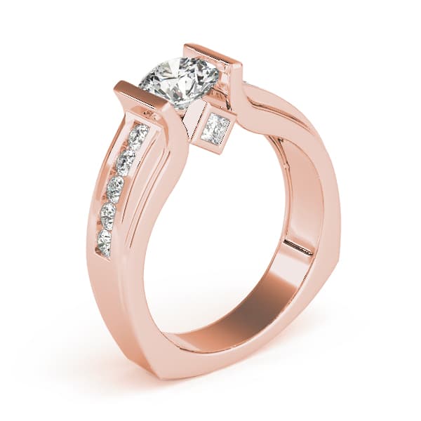 Single Row Channel Set Engagement Ring, style 83749, Top view in rose gold