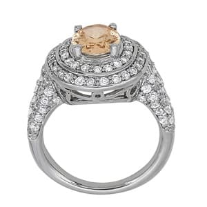 Oval Gemstone Ring (3/4 ct. tw.), Side view in white gold or platinum
