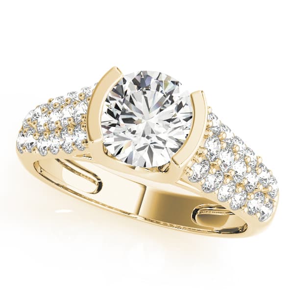 Pavé Engagement Ring, style 83751, Front view in yellow gold