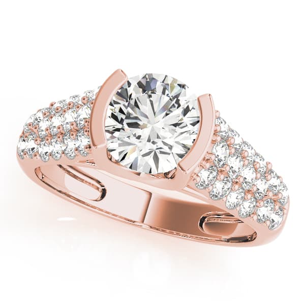 Pavé Engagement Ring, style 83751, Front view in rose gold
