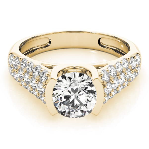 Pavé Engagement Ring, style 83751, On hand view in yellow gold