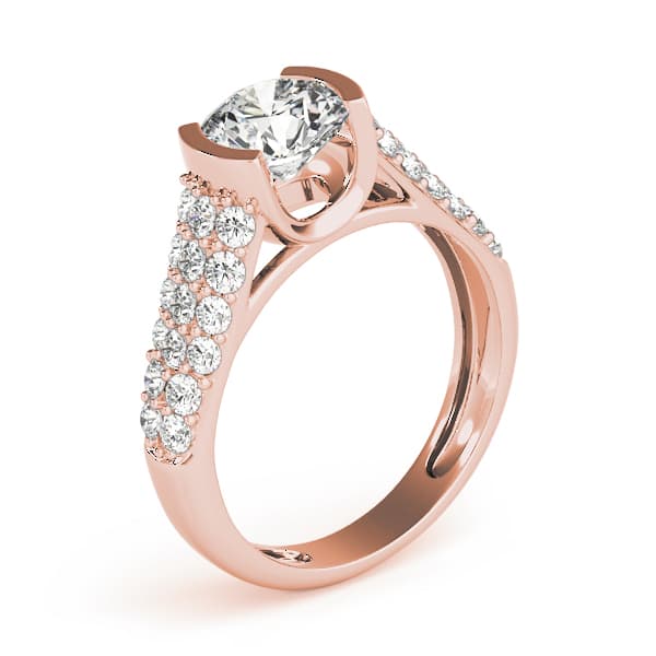 Pavé Engagement Ring, style 83751, Top view in rose gold