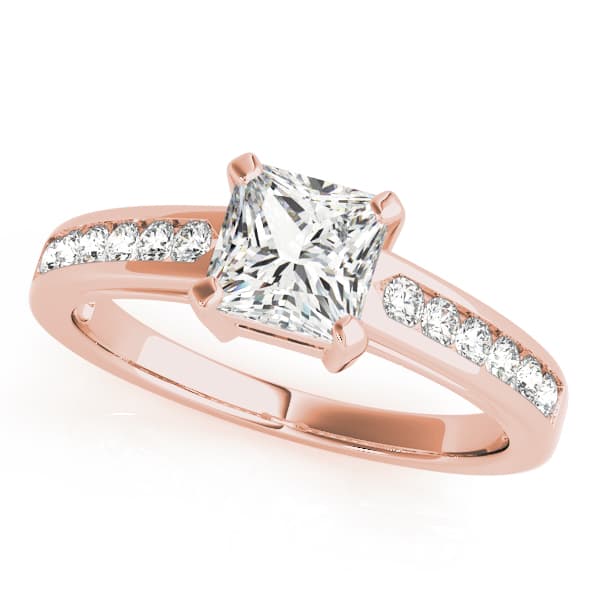 Channel Set Single Row Engagement Ring, style 83754, Front view in rose gold