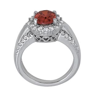 Oval Gemstone Ring (0.54 ct. tw.), Side view in white gold or platinum