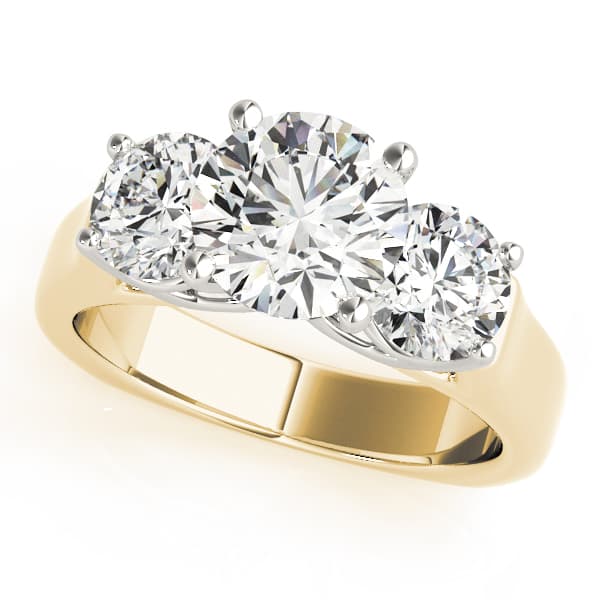 3-Stone Round Engagement Ring, style 83761, Front view in yellow gold
