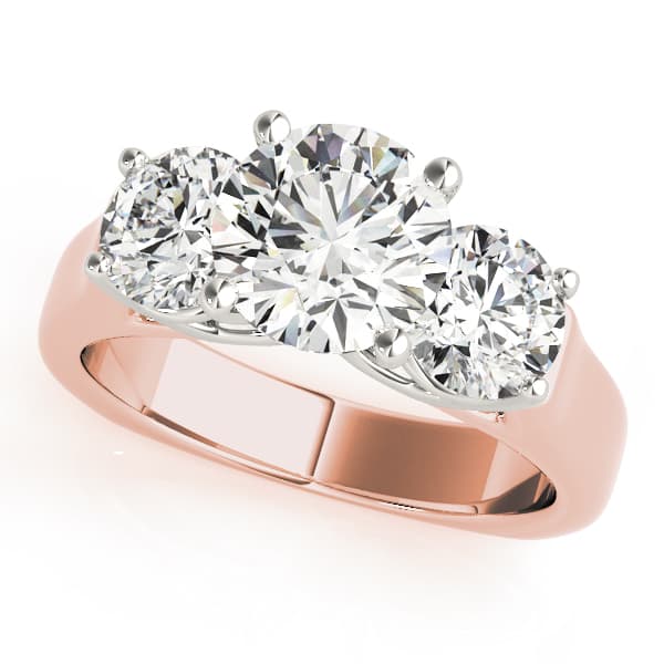 3-Stone Round Engagement Ring, style 83761, Front view in rose gold