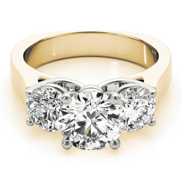 3-Stone Round Engagement Ring, style 83761, On hand view in yellow gold