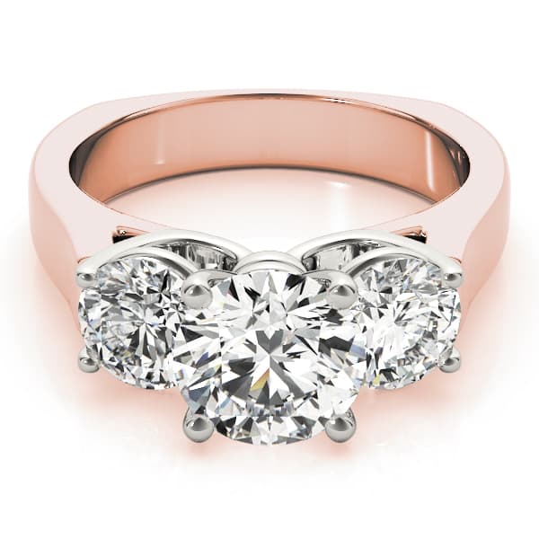 3-Stone Round Engagement Ring, style 83761, On hand view in rose gold