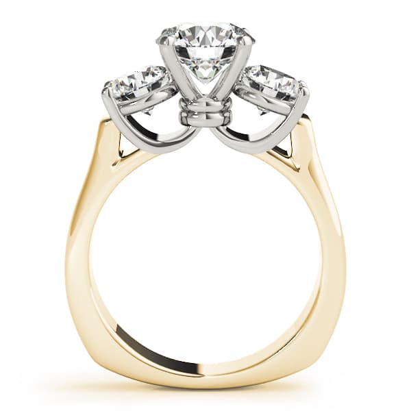 3-Stone Round Engagement Ring, style 83761, Side view in yellow gold