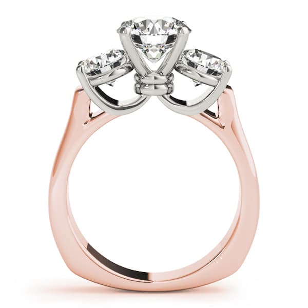 3-Stone Round Engagement Ring, style 83761, Side view in rose gold