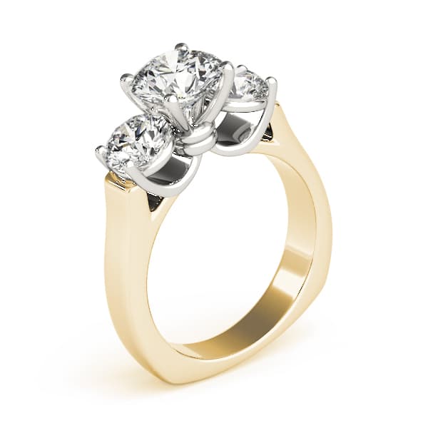 3-Stone Round Engagement Ring, style 83761, Top view in yellow gold