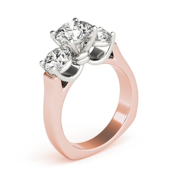3-Stone Round Engagement Ring, style 83761, Top view in rose gold