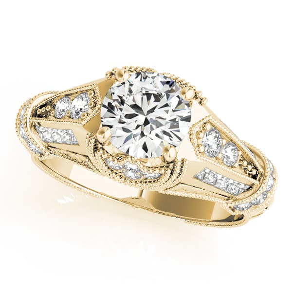 Antique Engagement Ring, style 83764, Front view in yellow gold