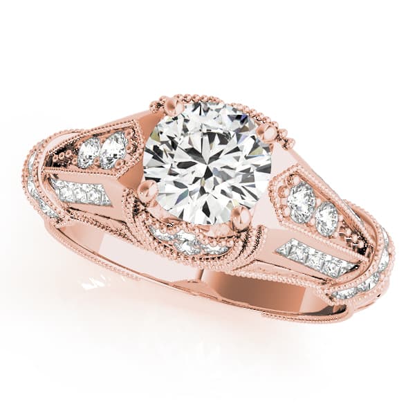 Antique Engagement Ring, style 83764, Front view in rose gold