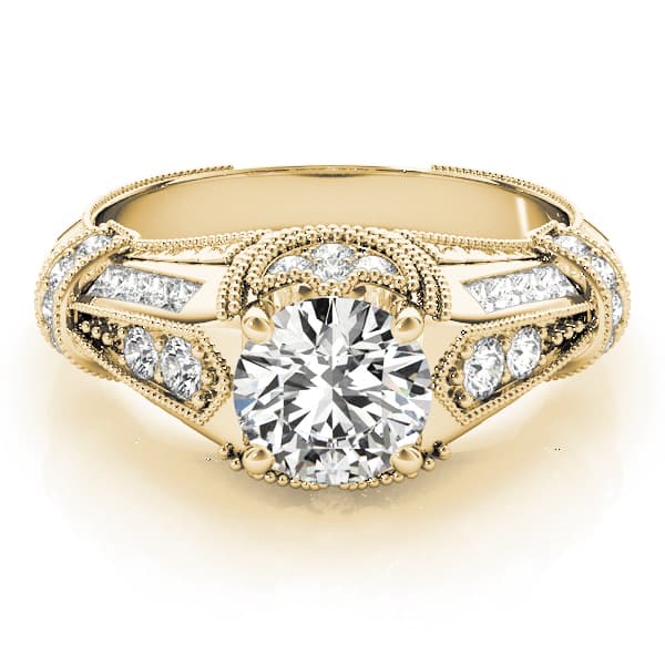 Antique Engagement Ring, style 83764, On hand view in yellow gold
