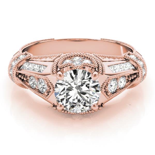 Antique Engagement Ring, style 83764, On hand view in rose gold