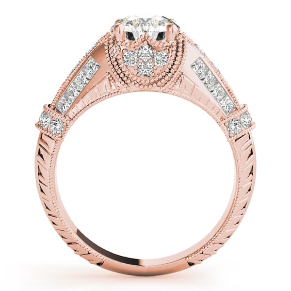 Antique Engagement Ring, style 83764, Side view in rose gold